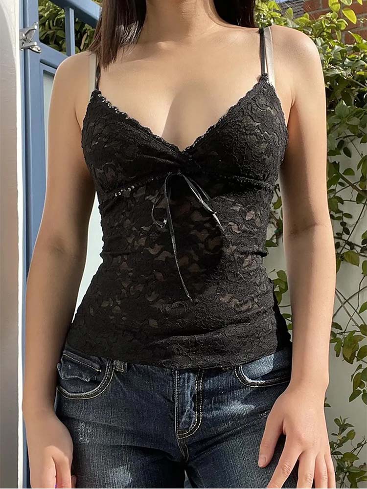 Siyah Şeffaf Dantel Cami Crop  - Cami Top Lace incelemesi ve fiyatı